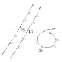 3 x Weihnachts-Charm-Armbänder aus Schneeflockenlegierung.&nbsp;BJEW-JB12677