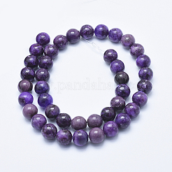 Fili di perle di pietra mica naturale di lepidolite / viola&nbsp;G-E444-40-10mm