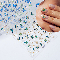 6 Blatt 2 Stile Schmetterlingsmuster Haustier Kunststoff Nail Art Aufkleber&nbsp;DIY-HS0002-06