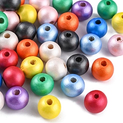100pcs 10 Farben bemalte Naturholzperlen&nbsp;WOOD-YW0001-08