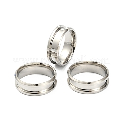 201 geriffelte Fingerringfassungen aus Edelstahl&nbsp;MAK-WH0007-16P