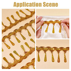 Rubans à pompons en dentelle de fil métallique polyester&nbsp;OCOR-WH0108-42C