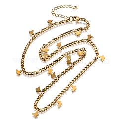 Collane a catena intrecciata in acciaio inossidabile 304 con ciondolo a farfalla&nbsp;NJEW-R023-06G