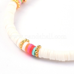 Bracelets extensibles faits main en pâte polymère heishi&nbsp;BJEW-JB05077