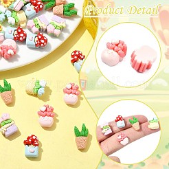 60 Stück 6 Stile Topfpflanzen-Cabochons aus undurchsichtigem Harz&nbsp;CRES-CJ0001-76