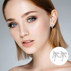 2 set di 2 orecchini a bottone in ottone con micro pavé di zirconi cubici&nbsp;EJEW-AN0004-49