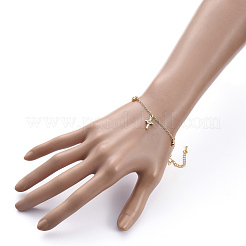 Bracelets en laiton à breloques en zircon cubique transparent micro pave&nbsp;BJEW-JB05253-01