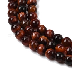 Gefärbte und erhitzte natürliche rote Tigerauge-Perlenstränge&nbsp;G-K146-50-3mm-01