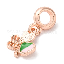 Ciondoli pendenti europei in lega di placcatura verde e smalto rosa&nbsp;PALLOY-S189-12RG