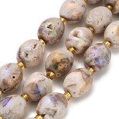 Hebras de cuentas de cristal de geoda druzy electrochapadas&nbsp;G-F833-O01-01C