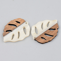 Pendentifs en résine opaque et bois de noyer&nbsp;RESI-S389-003A-C04