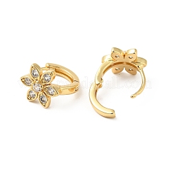 Aretes de aro con flor de circonita cúbica&nbsp;EJEW-G312-18G-02