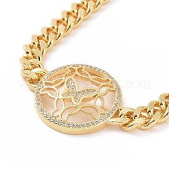 Bracelet à maillons papillon en zircone cubique transparente&nbsp;BJEW-B068-06