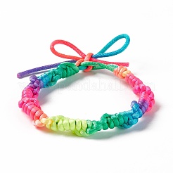 Buntes geflochtenes Kordelarmband aus Polyester&nbsp;BJEW-B065-05