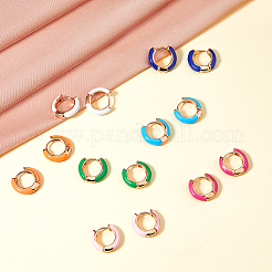 7 paio di orecchini a cerchio in lega smaltata di 7 colori per donna&nbsp;EJEW-DC0001-36