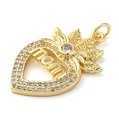 Pendentifs en laiton avec micro pavé de zircone cubique transparent pour la fête des mères&nbsp;FIND-Z041-20K