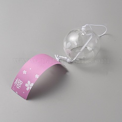 Rond en verre japonais avec carillons éoliens à motif sakura&nbsp;HJEW-WH0069-31B