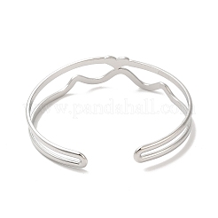 Anlaufgeschützte Armreifen aus 304 Edelstahl mit Herz-Wellen-Motiv&nbsp;BJEW-L682-028P