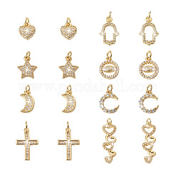 16 pz 8 charms in ottone stile micro pavé di zirconi cubici&nbsp;KK-TA0001-13