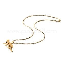 Colliers à chaîne en acier inoxydable 201 avec pendentif en forme de chat creux&nbsp;NJEW-M086-06G