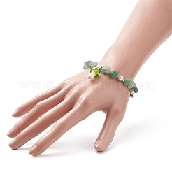 4 pièces 4 styles de puces de pierres précieuses mixtes naturelles et synthétiques et ensemble de bracelets extensibles en perles de verre&nbsp;BJEW-TA00207