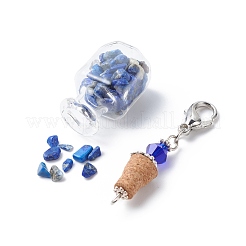 7 chakra dégringolé jetons de pierres précieuses remplissant souhaitant des décorations de pendentif de bouteille&nbsp;HJEW-JM00779