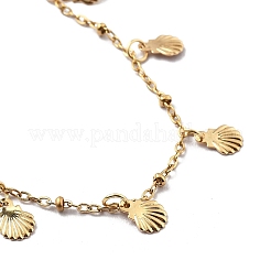 Sommerstrand 304 Edelstahl Muschelförmige Charm Fußkettchen für Frauen&nbsp;AJEW-AN00658