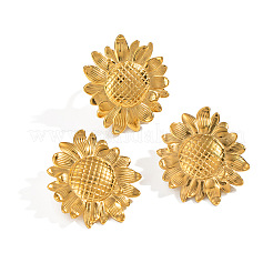 Ohrstecker- und Ring-Sets aus strukturiertem Edelstahl mit Sonnenblumenmotiv&nbsp;RU0929-3