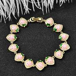 Bracelets à maillons en laiton avec zircone cubique de micro pave&nbsp;BJEW-K278-02G-01