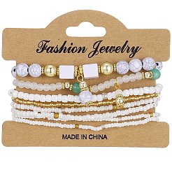 8 ensemble de bracelets extensibles en perles de verre à graines de 8 styles&nbsp;WG2CB6D-02