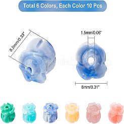 60 Stück 6 Farben synthetische Korallenperlen&nbsp;CORA-NB0001-01
