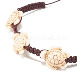 Bracciale con perline intrecciate di tartaruga sintetica turchese (tinta).&nbsp;BJEW-JB07982-02