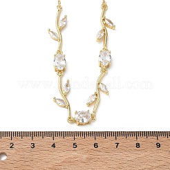 Colliers à maillons en laiton pavé de zirconiums cubiques en forme de rose pour femmes&nbsp;NJEW-C121-05A-02G