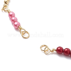 Realizzazione di braccialetti a catena con perline imitazione di perle rotonde in ottone e ABS&nbsp;AJEW-JB01150-24