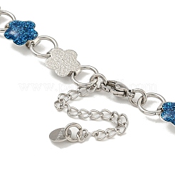 304 Edelstahl Emaille Blumen Gliederkette Halsketten mit Glitzerpulver&nbsp;NJEW-S431-05P-03