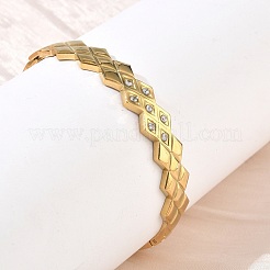 Bracciali rigidi a cerniera in acciaio inossidabile 304 con strass di cristallo&nbsp;SA-CBAB92B-18G