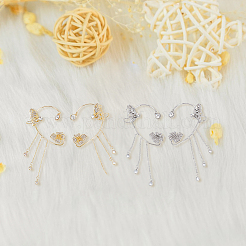 4 Stück 4 Stil Schmetterling & Blume Kristall Strass Kletterer Wrap Around Ohrringe&nbsp;EJEW-AN0001-01