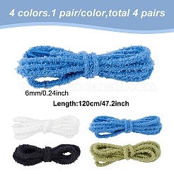 4 Paar 4-farbige Plüsch-Polyester-Schnürsenkel&nbsp;FIND-GO0002-83