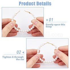 6 paio di orecchini a cerchio con perline di plastica finta e perle&nbsp;EJEW-FI0002-10