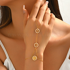Elegante Armbänder mit Sonnenblumen-Motiv aus Messing und Imitationsperlen für Damen&nbsp;ZN9544