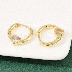 Boucles d'oreilles créoles en laiton avec zircons cubiques transparents à micro pavé&nbsp;EJEW-D348-13G