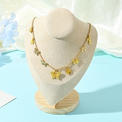 Schmetterling Bowknot Blumen 304 Edelstahl Kabel Kette Halsketten&nbsp;NJEW-FS00006
