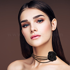 6 Stück 6 Farben Samt Blumenkragen Choker Halsketten Set&nbsp;NJEW-FI0001-09