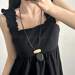 Collana da donna con ciondolo ovale in legno e lega&nbsp;WG6CE6E-02
