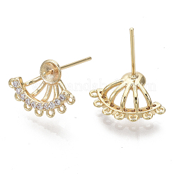 Accessoires de puces d'oreilles en laiton zircone cubique claire micro pavé&nbsp;KK-N232-16-NF