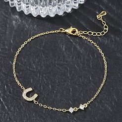 Bracelets en laiton à maillons en zircone cubique transparent&nbsp;BJEW-E114-01D-G