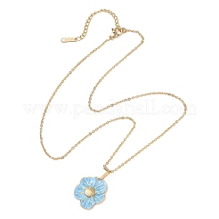 Collane con catena a cavo con ciondolo in acciaio inossidabile smaltato 304 con fiore azzurro cielo per donna&nbsp;NJEW-JN05997