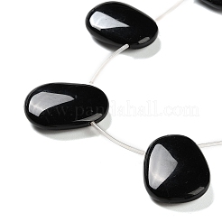 Natürlicher schwarzer Onyx (gefärbt und erhitzt) Perlenstrang&nbsp;G-NH0019-E01-01