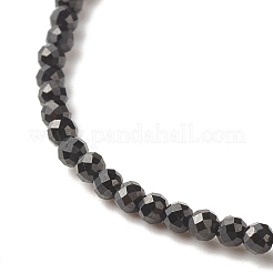 Pulsera elástica de cuentas de espinela negra natural para mujer&nbsp;BJEW-JB07420-02