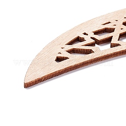 Ornement pendentif en bois inachevé lune et fleur&nbsp;WOOD-M003-02